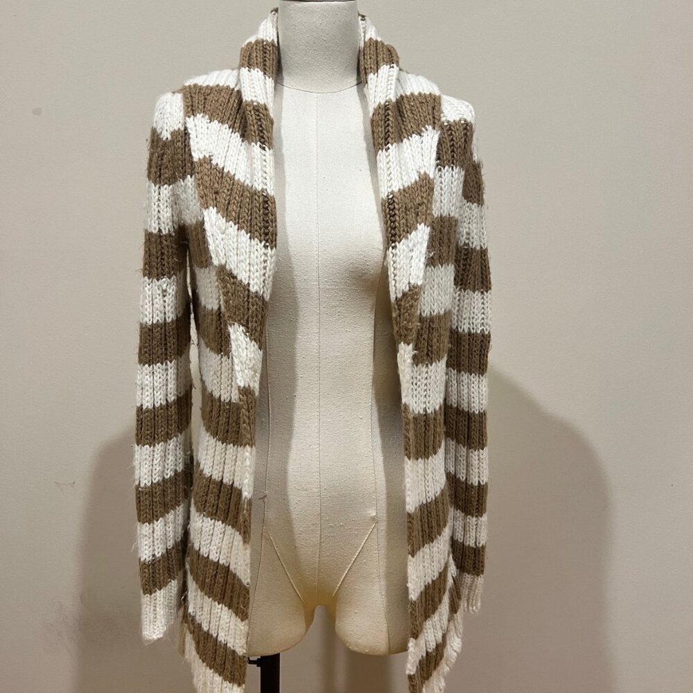 Bebe Women Striped Cardigan Sweater Oversized Open Front Size S